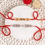 Red & Green Designer and Pearl Rakhi Set