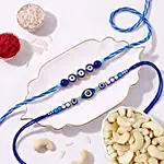 Feng Shui Evil Eye Rakhi Set with Cashews