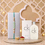 Graceful Pearl Ethnic Rakhi Green with Ck One Perfume