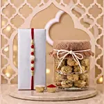 Ethnic Pearl Rakhi with Green Pea Cookies
