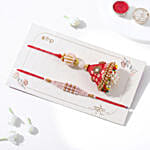 Artisanal Bandhani Red Lumba and Beaded Rakhi Pair