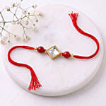 Radiant Square Stone Rakhi with Dryfruits