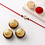 Radiant Square Stone Rakhi with Ferrero Rochers