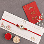 Radiant Square Stone Rakhi with Gulab Jamun