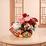 Lucky Cat Floral Prosperity Arrangement