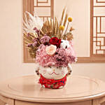 Lucky Cat Preserved Floral Prosperity Arrangement