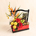 Vibrant Bird of Paradise & Fresh Fruits Congratulatory Box