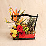 Vibrant Bird of Paradise & Fresh Fruits Congratulatory Box