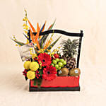Vibrant Bird of Paradise & Fresh Fruits Congratulatory Box