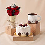 Preserved Red Rose Jellycat Bouquet, Cake & Mug Gift Set