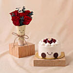 Preserved Rose Jellycat Bouquet & Chocolate Cake Set