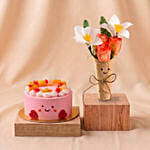 Preserved Flowers Jellycat Smiling Face Bouquet & Cake