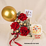 Personalised Gift Box Red Roses Love with Cake