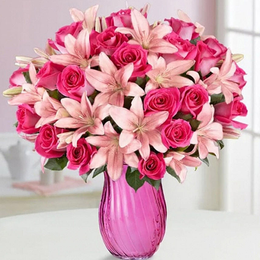 Pink Rose & Lily Bouquet