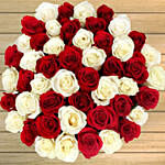 50 Red Orange & White Roses