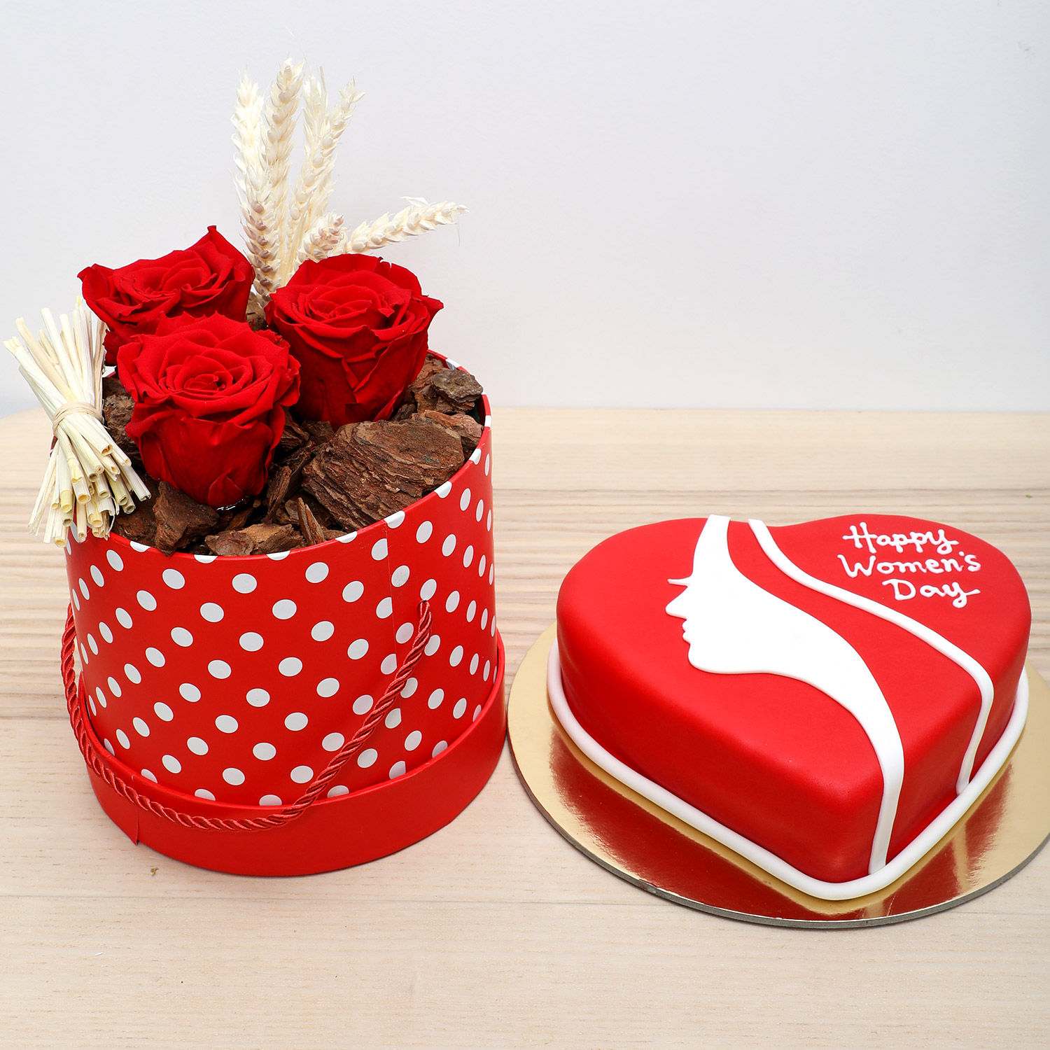 Forever Roses and Red Velvet Cake Combo Delivery in Singapore - FNP SG