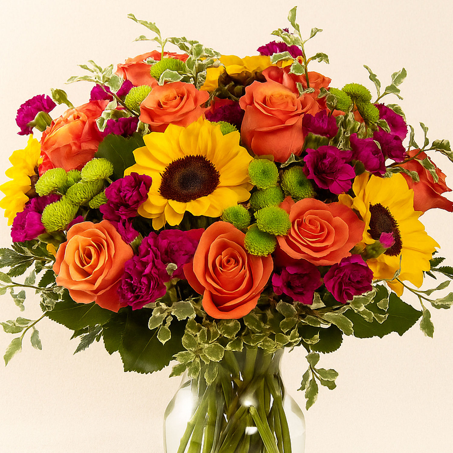Vibrant Mixed Flowers Glass Vase Delivery in Singapore FNP SG