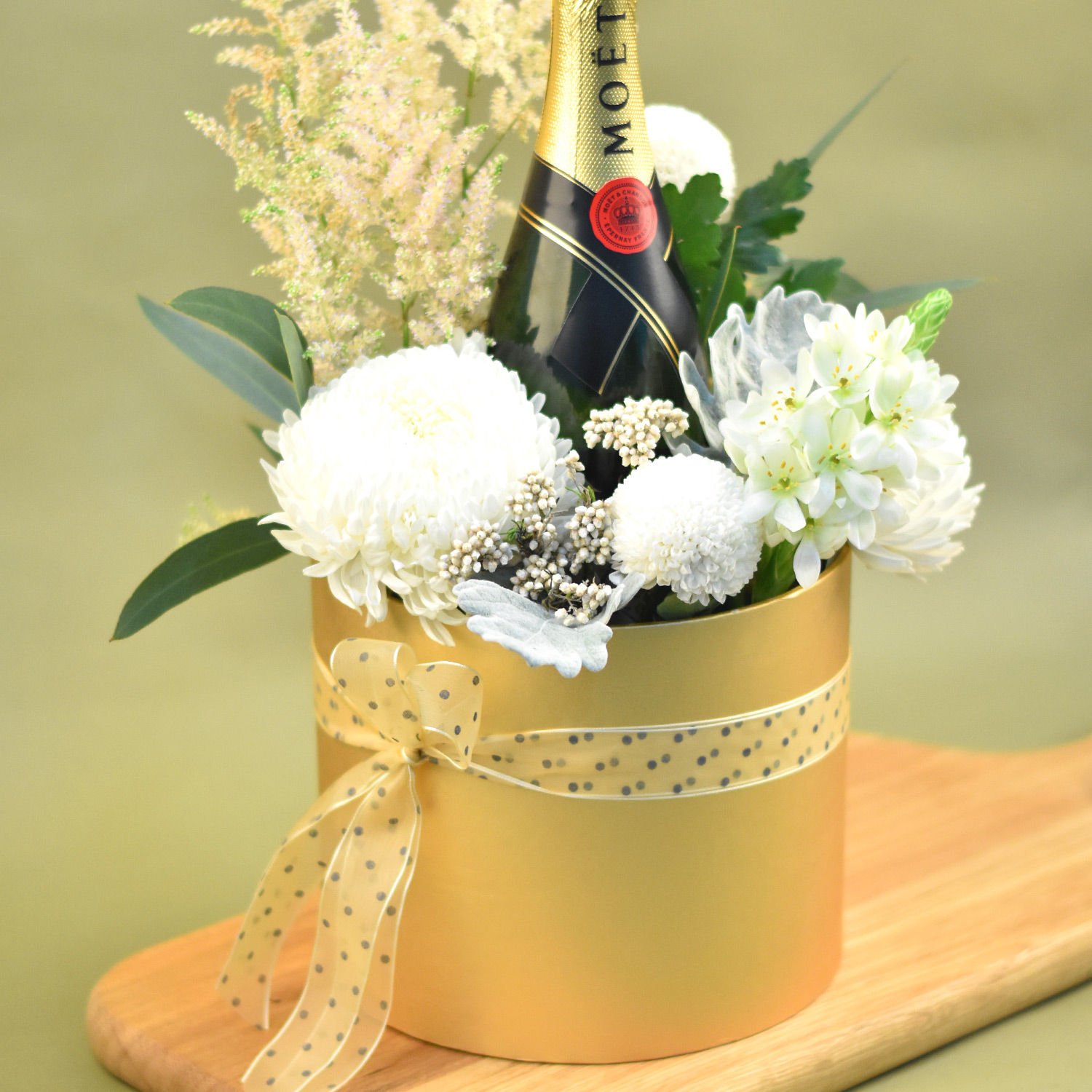 Mixed Flowers & Champagne Golden Box Delivery in Singapore FNP SG