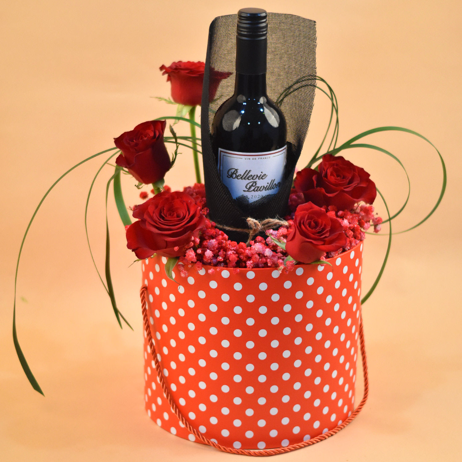 Mixed Flowers & Red Wine Gift Box Delivery in Singapore FNP SG