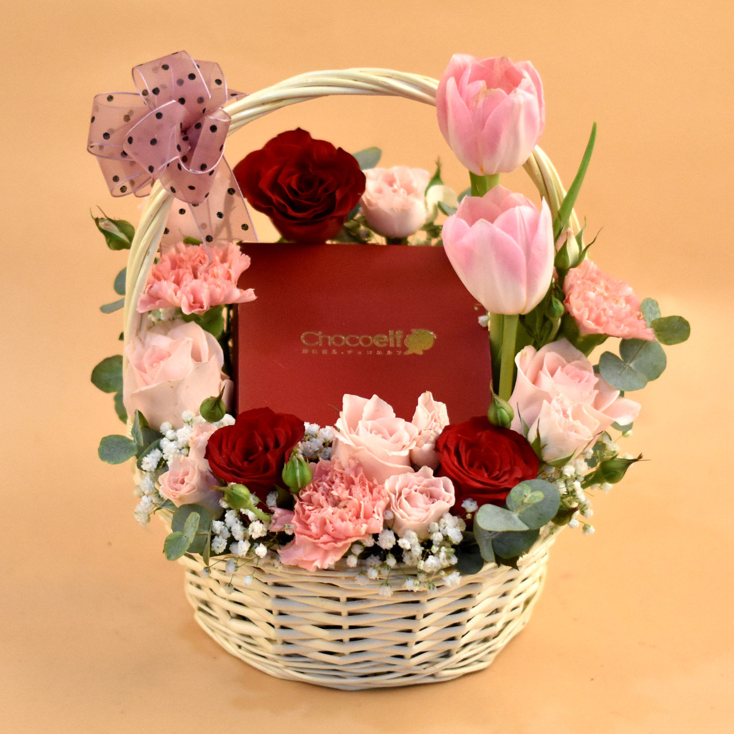 Mixed Flowers & Chocolates Willow Basket Delivery in Singapore FNP SG