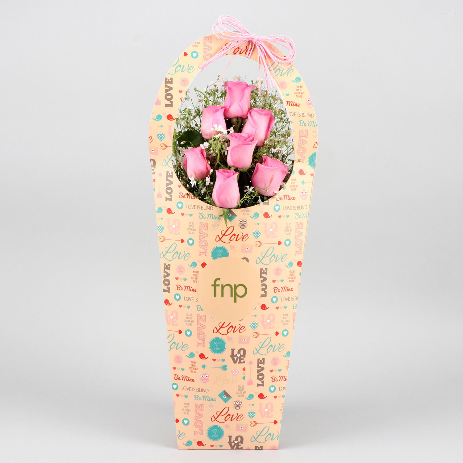 Fnp Roses Pink Roses In FNP Love Sleeve Delivery in Singapore - FNP SG