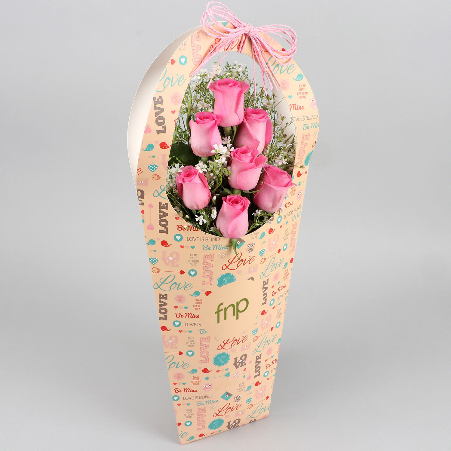 Fnp Roses Pink Roses In FNP Love Sleeve Delivery in Singapore - FNP SG