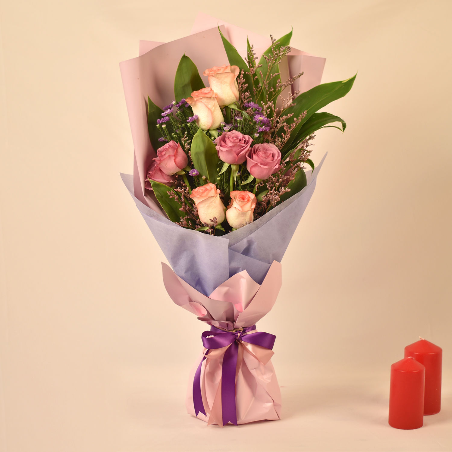 Pink and Peach Roses Bouquet Delivery in Singapore - FNP SG