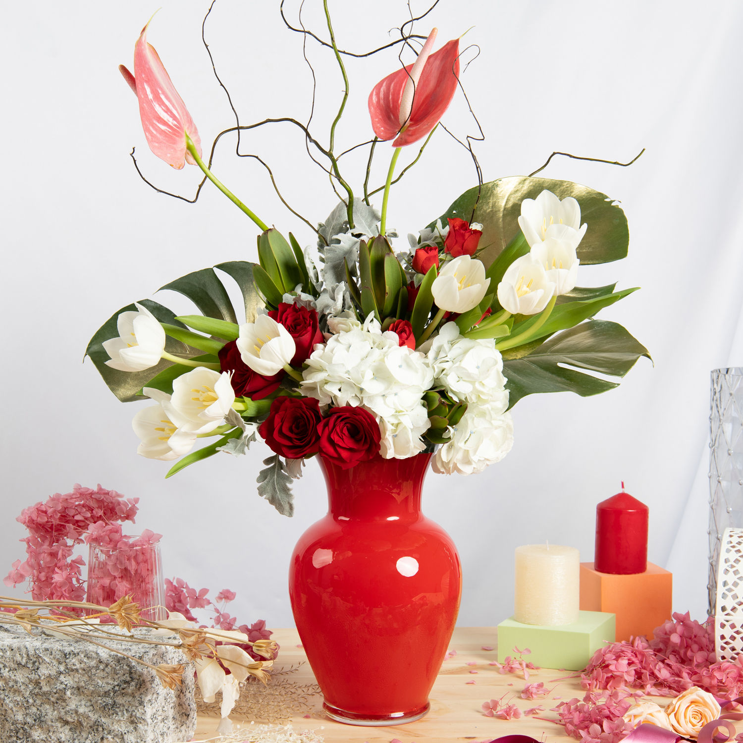 Red Vase Flowers Arrangement Delivery in Singapore - FNP SG