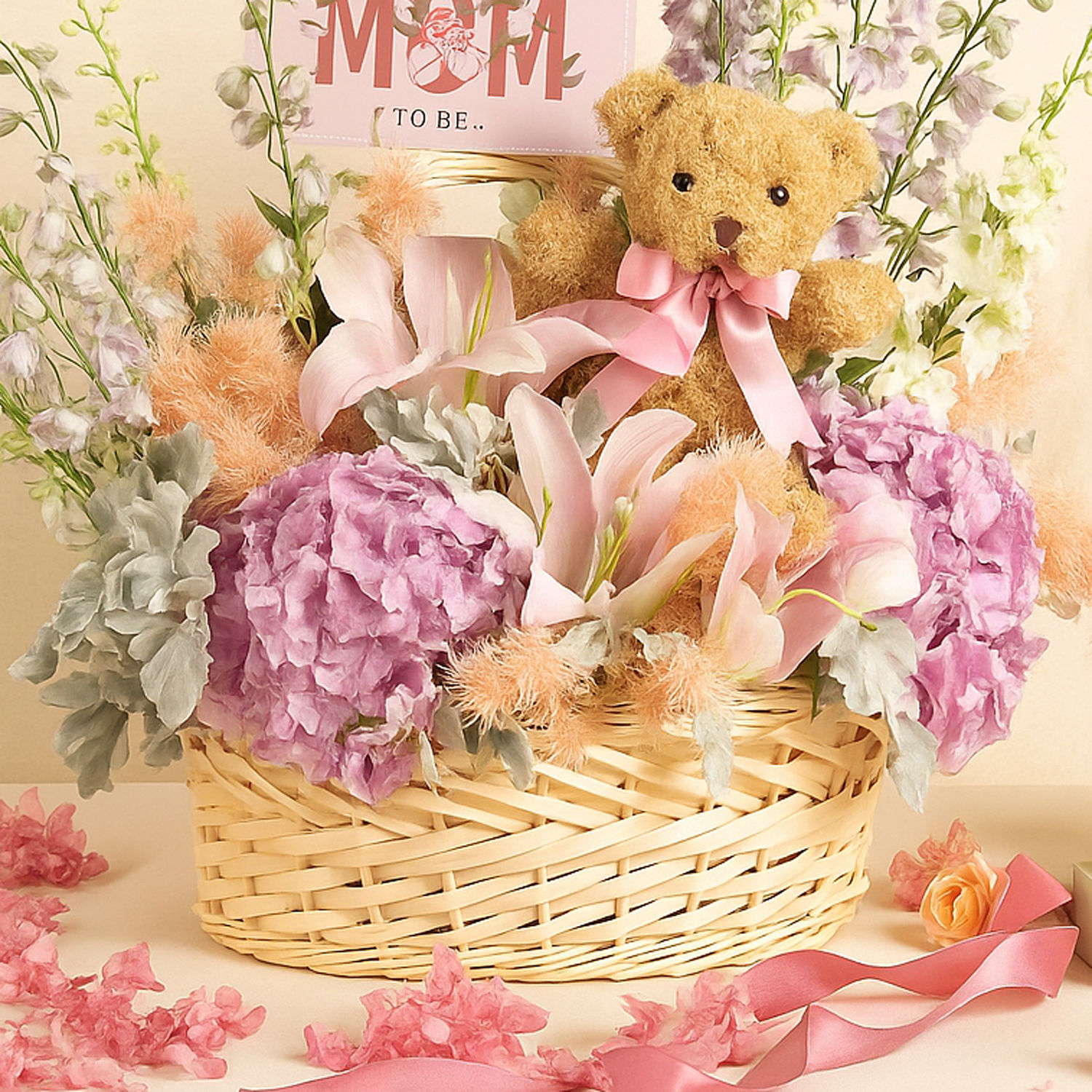 Congratulation MOM It's a Girl Flowers Basket Delivery in Singapore