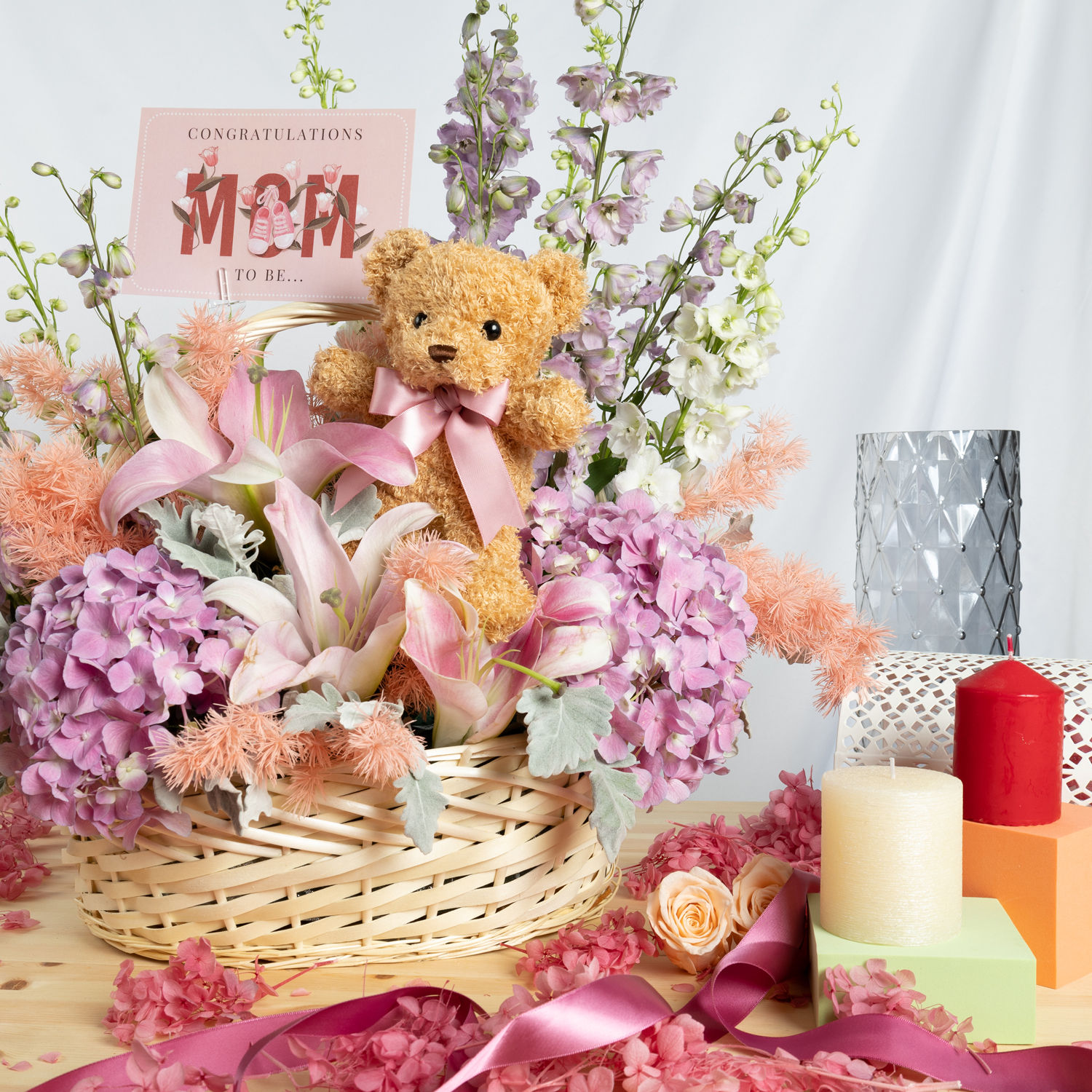 Congratulation MOM It's a Girl Flowers Basket Delivery in Singapore