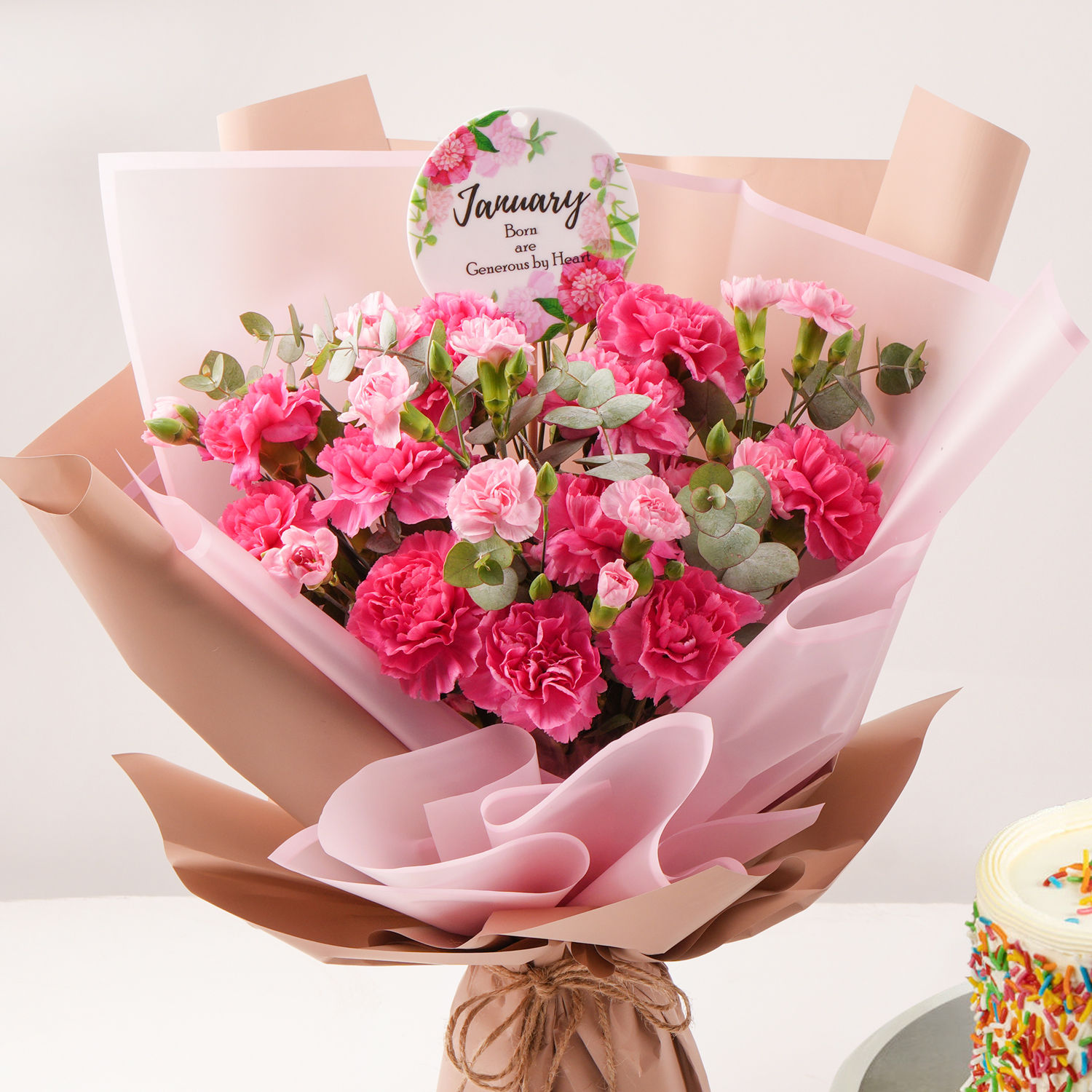 Birthday Wish Carnation Bouquet And Cake Delivery In Singapore FNP SG Birthday Wish Carnation Bouquet And Cake Delivery In Singapore FNP SG
