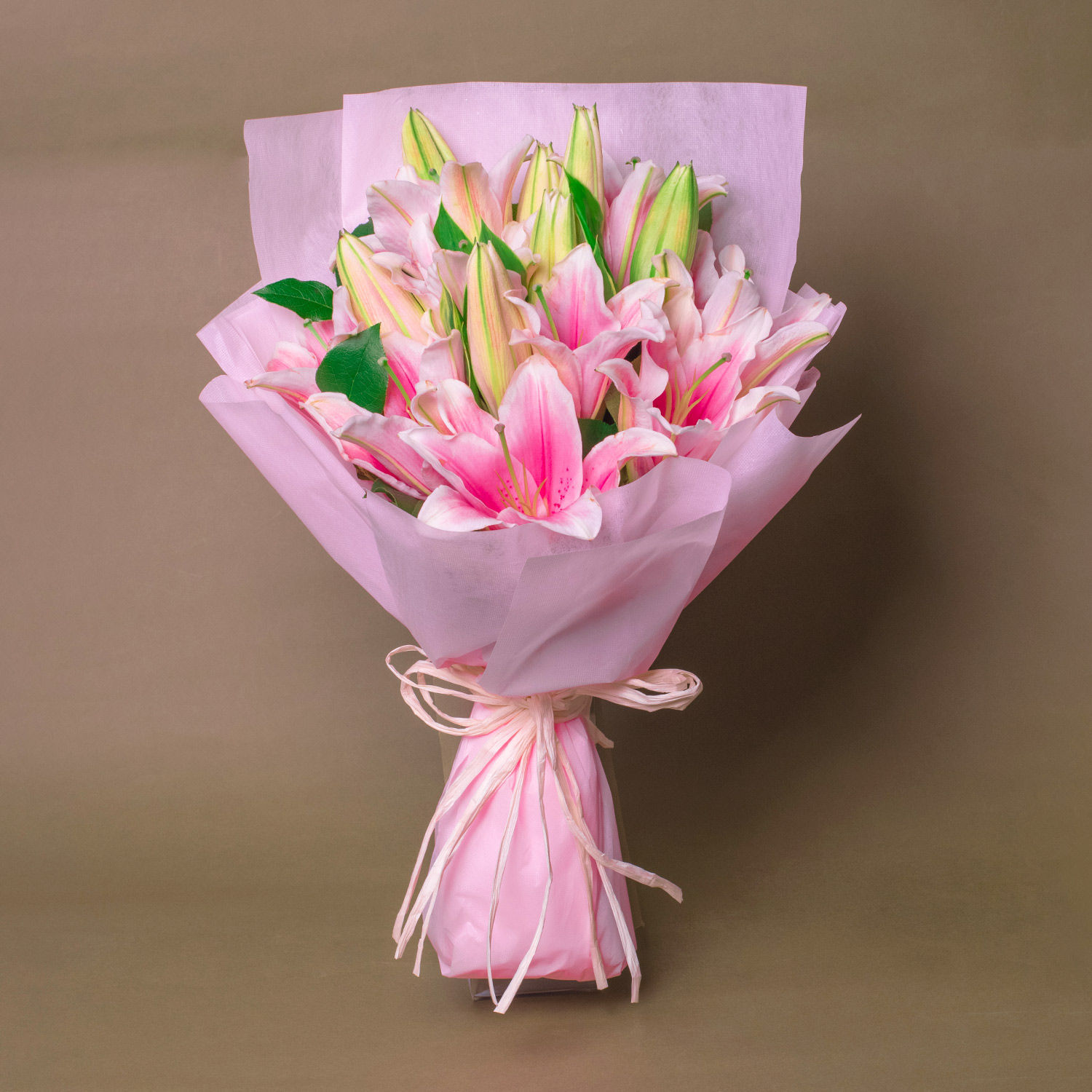 6 Passionate Oriental Pink Lilies with Greeting Card Delivery in