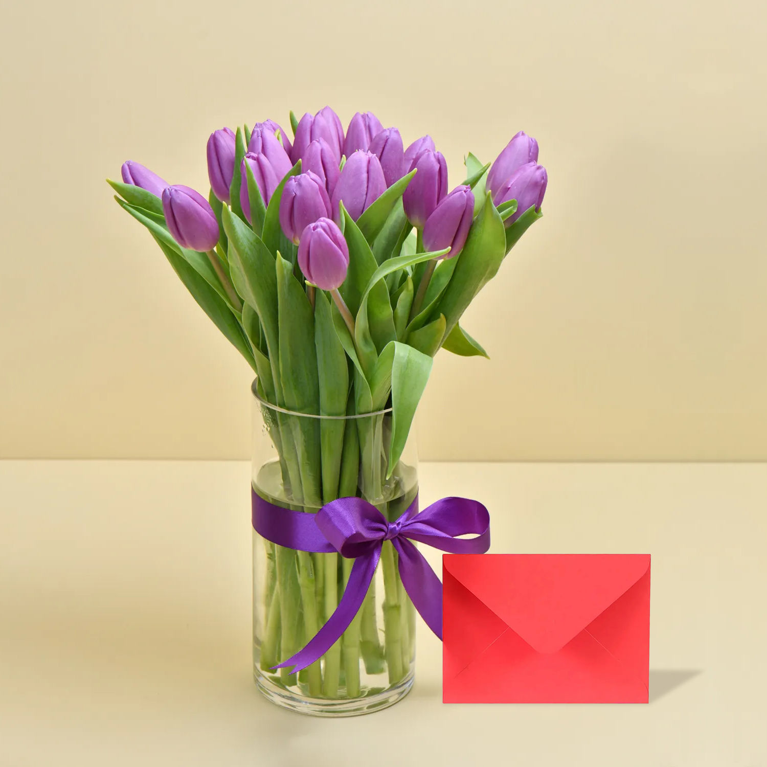 10 Purple Tulip Arrangement with Greeting Card Delivery in Singapore