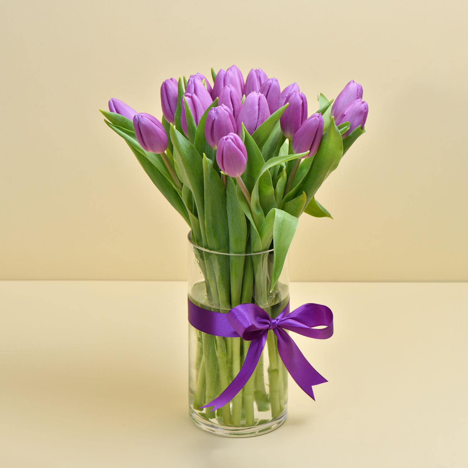 10 Purple Tulip Arrangement with Greeting Card Delivery in Singapore