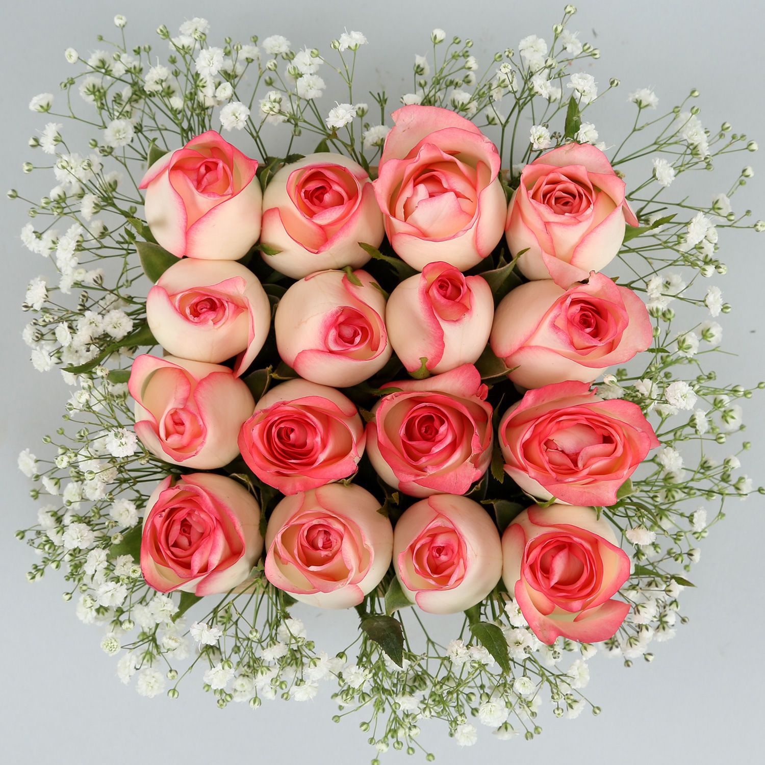 Pink Roses In Base 16 Pink Roses Arrangement In Wooden Base Delivery in Singapore - FNP SG