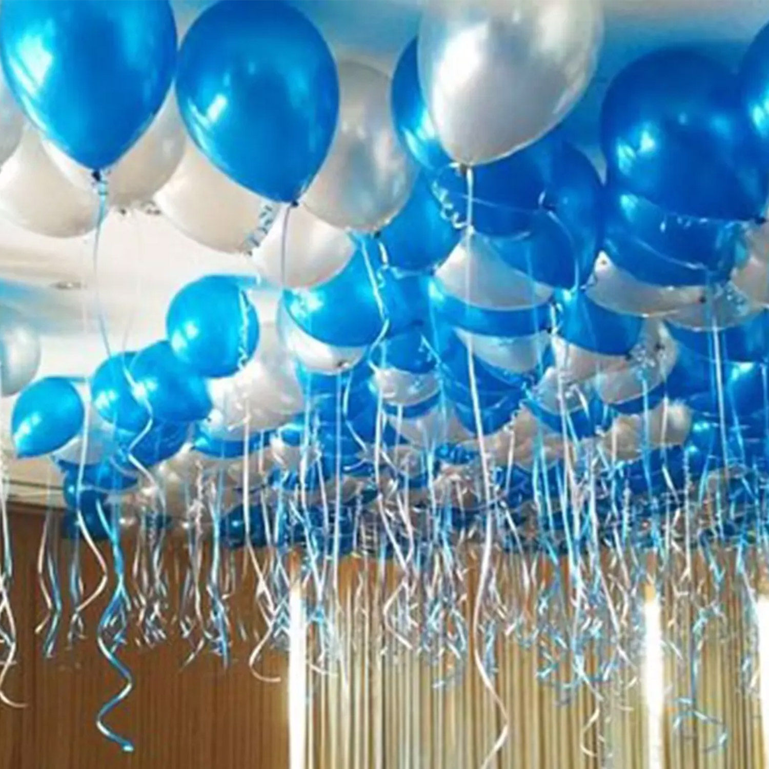 Blue and Silver Helium Balloon Decor Delivery in Singapore FNP SG