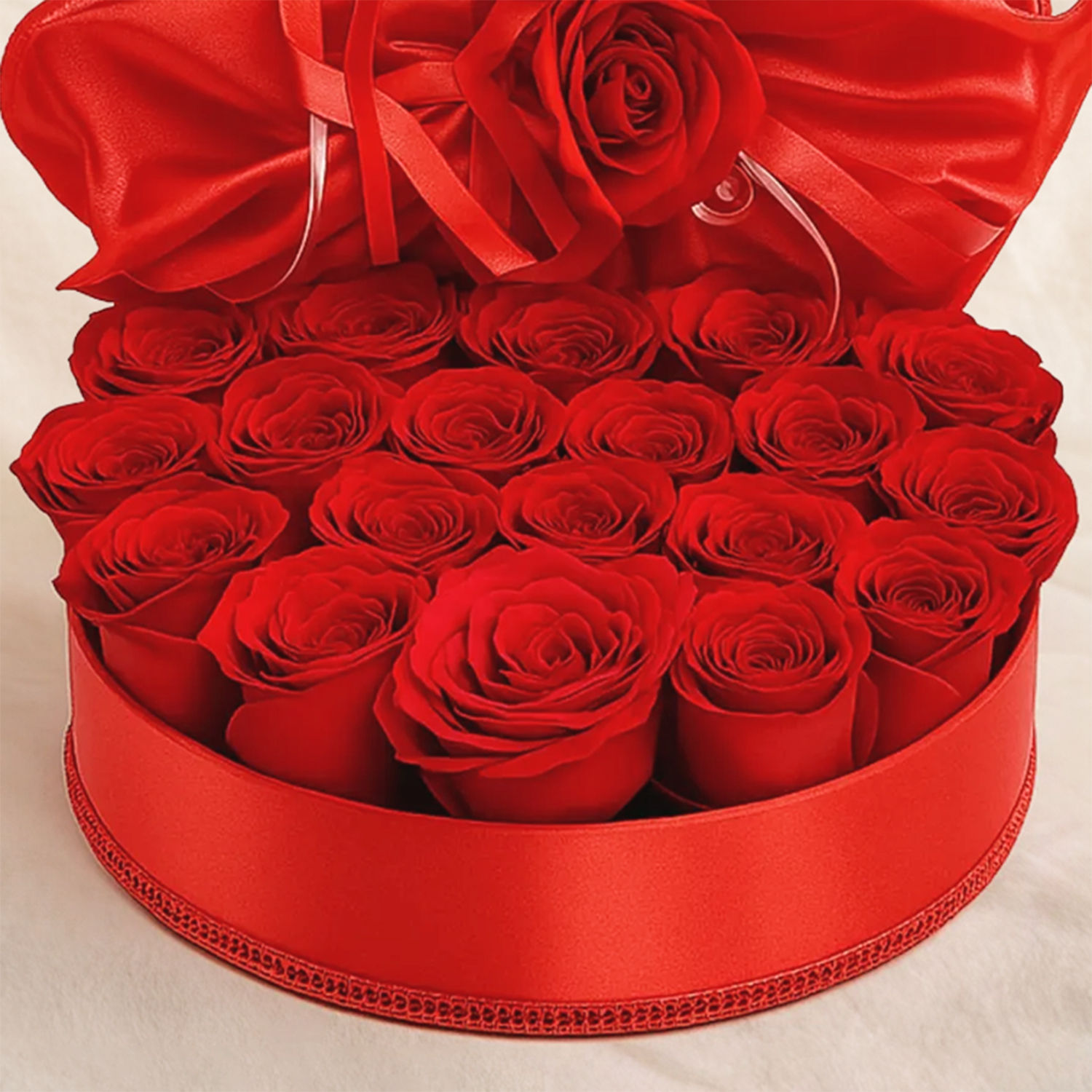 20 Red Roses in Red Round Box Delivery in Singapore - FNP SG