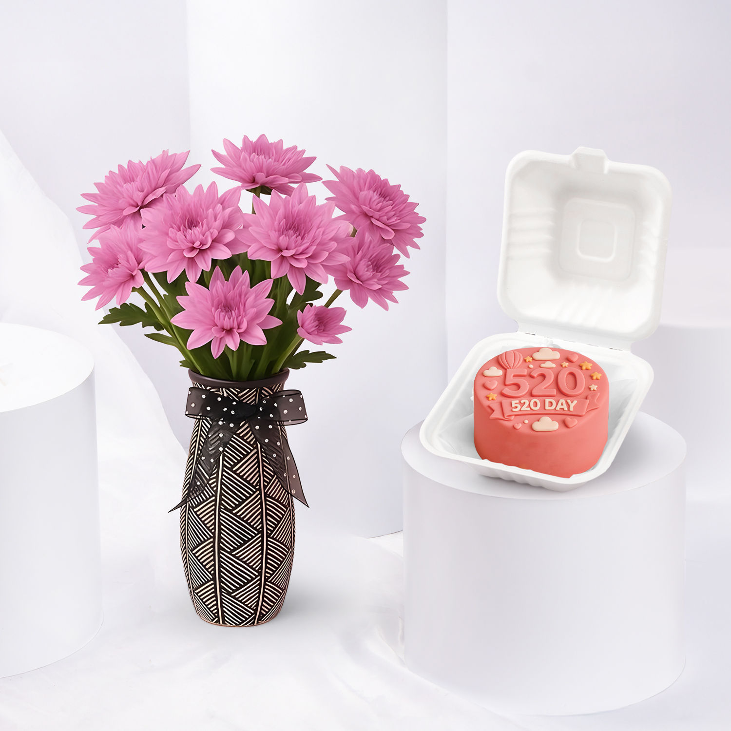 520 Day Mini Red Velvet Cake and Flowers Delivery in Singapore - FNP SG