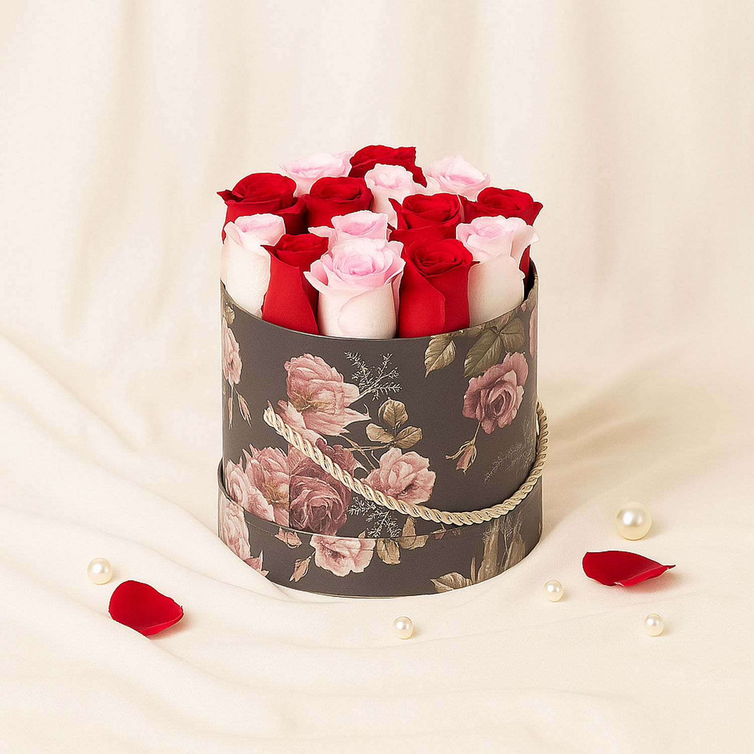 Red and Pink Roses in a Floral Box Delivery in Singapore - FNP SG