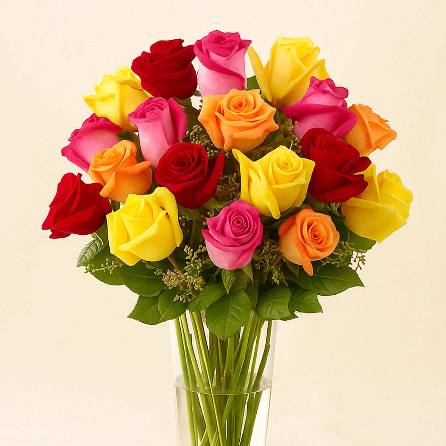 Vast Roses Vase Of 12 Vivid Roses Delivery in Singapore - FNP SG