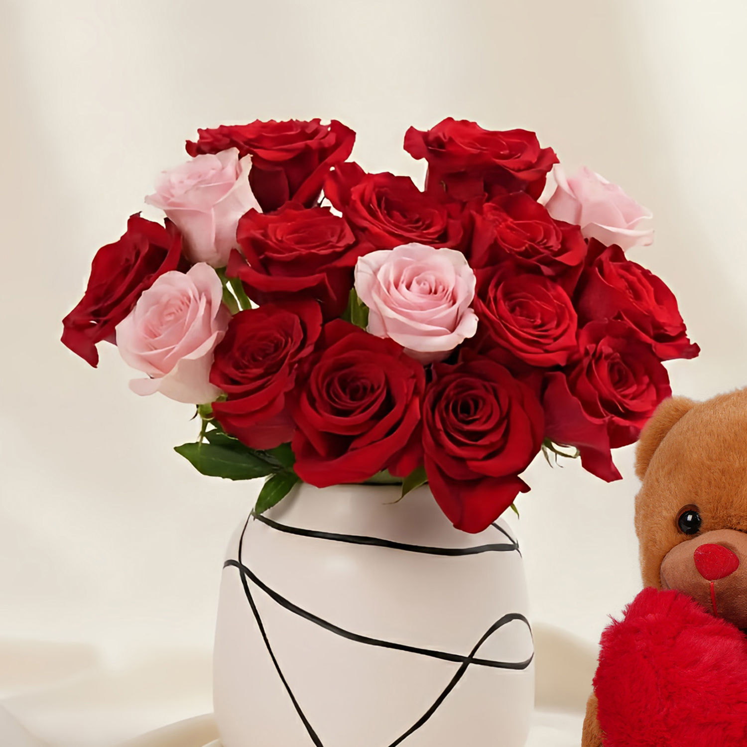 Love Roses Sl Blush of Love Roses with Teddy Delivery in Singapore - FNP SG