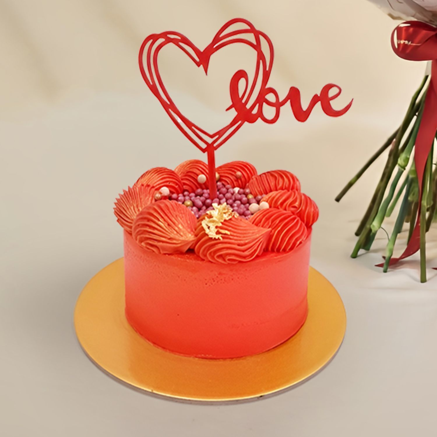 Carnation n Red Roses Bouquet with Cake Delivery in Singapore - FNP SG