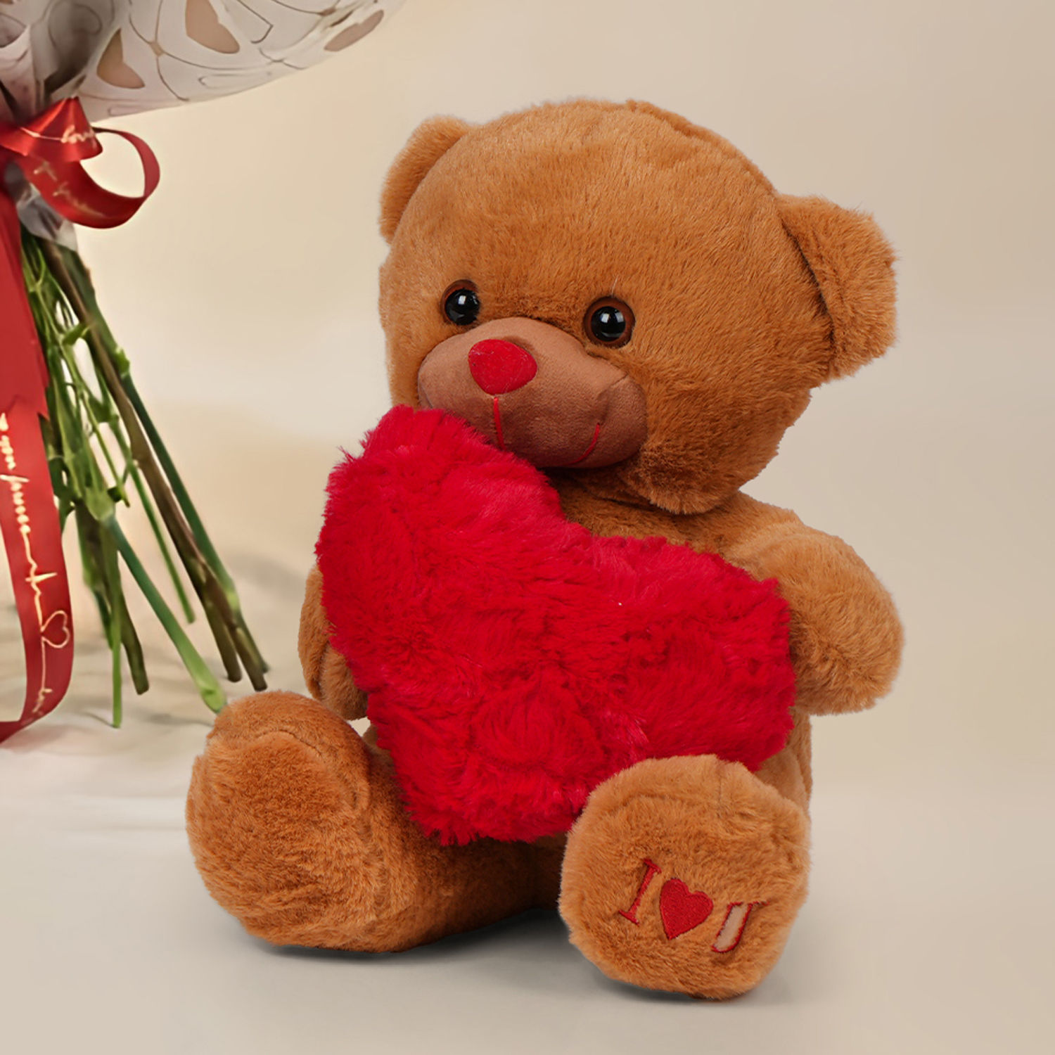Carnation n Red Roses Bouquet with Teddy Delivery in Singapore - FNP SG