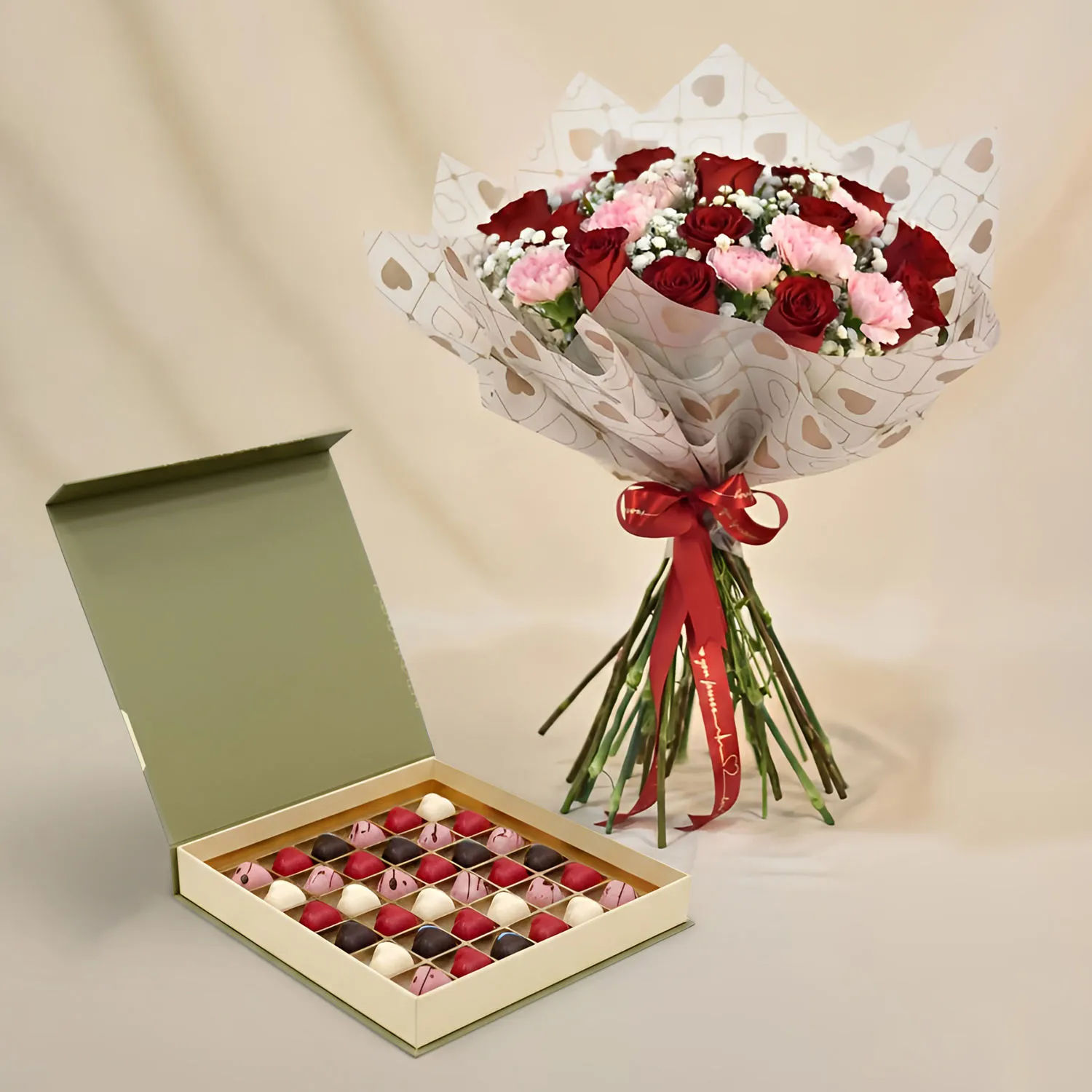 Carnation n Red Roses Bouquet with Chocolates Delivery in Singapore ...