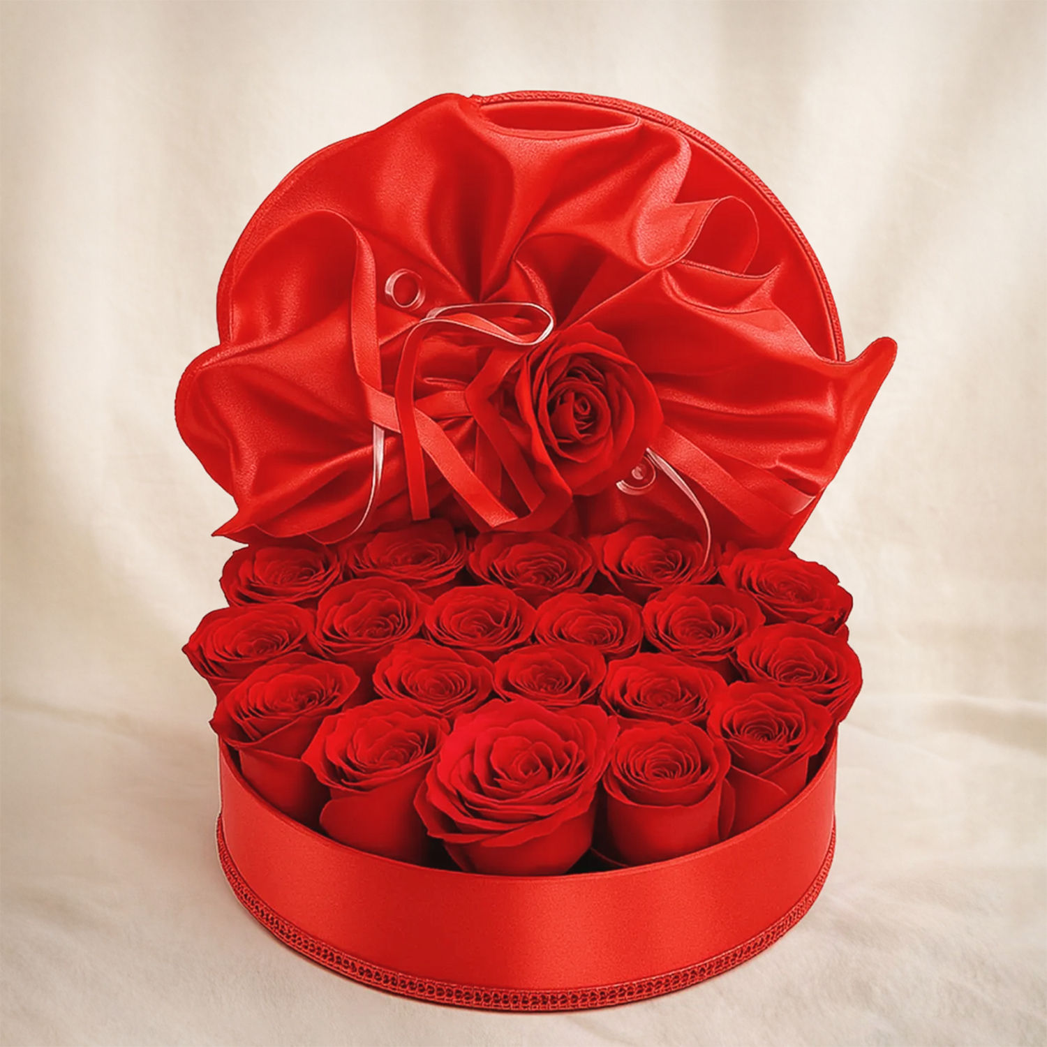 Red Roses Box Delivery 20 Red Roses in Red Round Box Delivery in Singapore - FNP SG