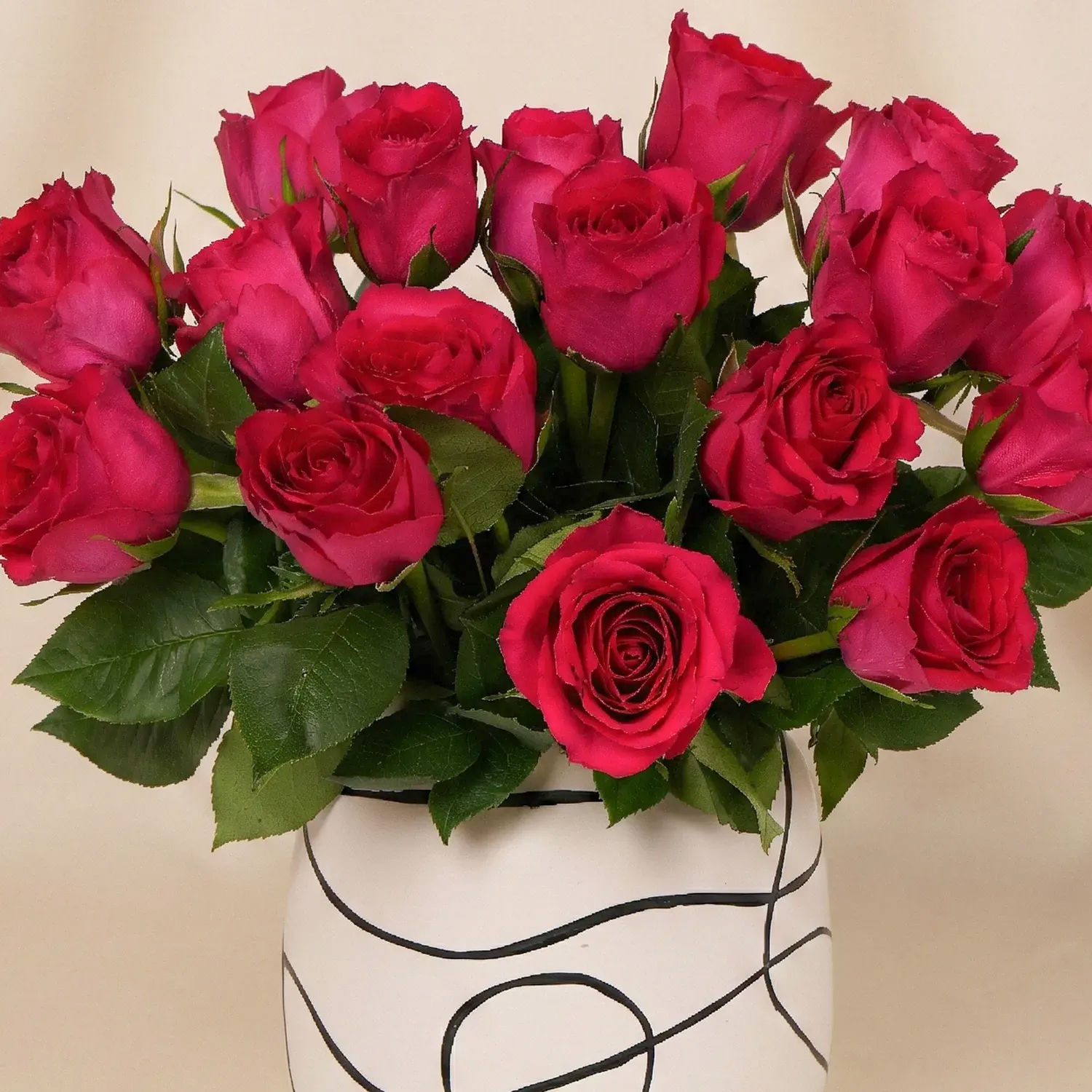 Pink Roses In Base Romantic Darks Pink Roses in Vase Delivery in Singapore - FNP SG