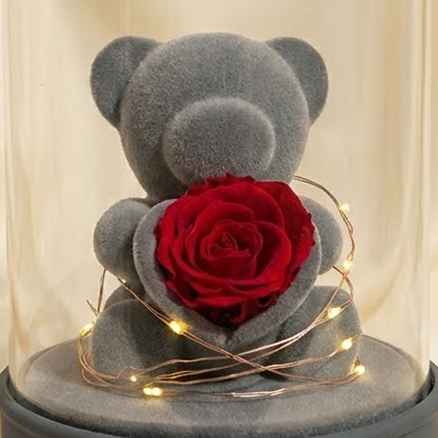 Grey Teddy and Rose Dome with Speaker Delivery in Singapore - FNP SG