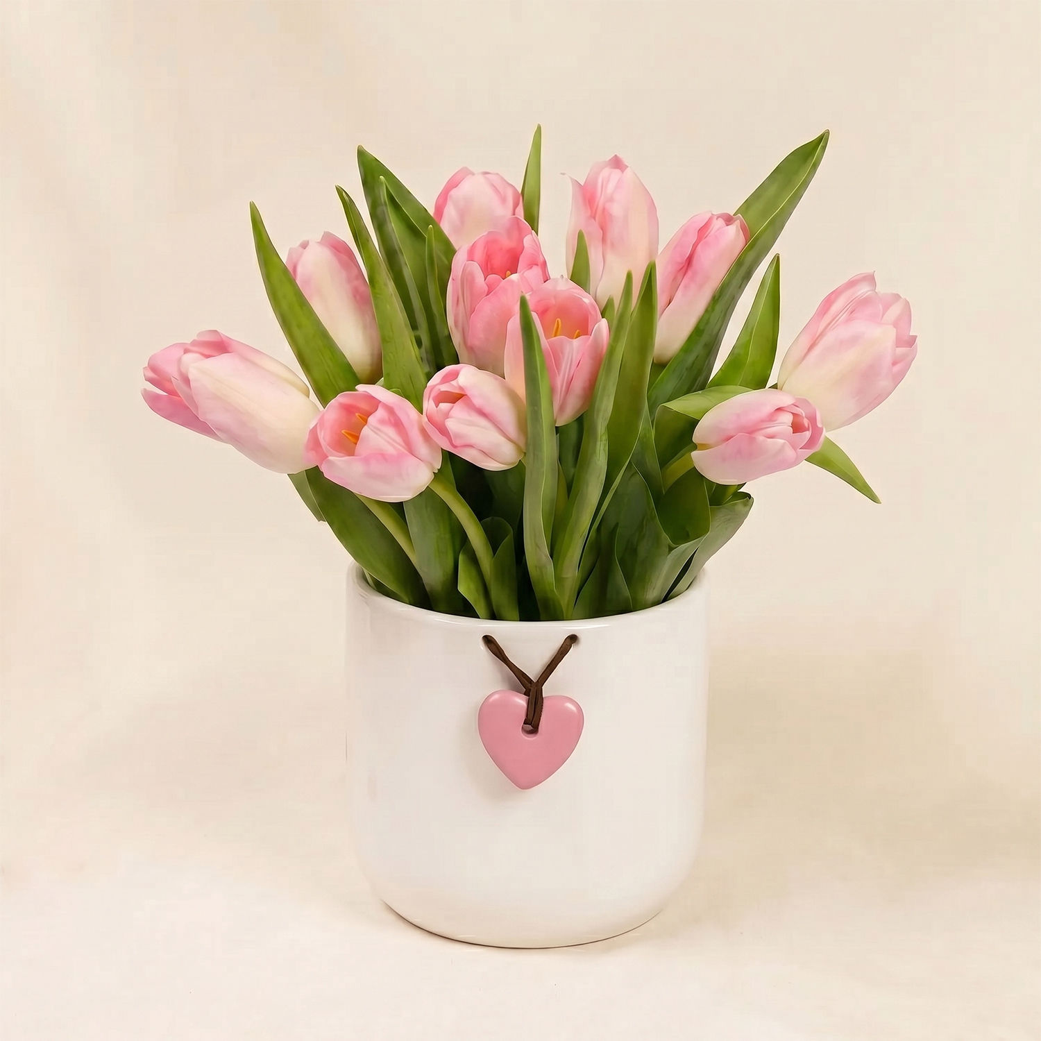 Pink Tulips In Premium Ceramic Vase Delivery in Singapore - FNP SG